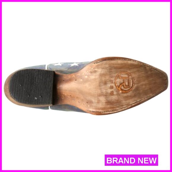 American Flag Western Boots Mid Calf Leather Classic Cowgirl Chic Retro Style - Picture 4 of 7